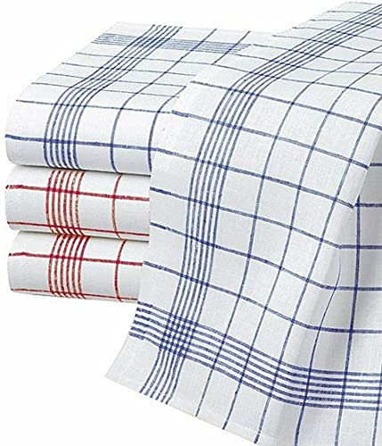 Merkanta Geschirrtücher 10er Set, Küchentücher 50x70cm, 100% Baumwolle, Geschirrhandtücher, rot - weiß/blau-weiß kariert, 10 Handtücher Küche, super saugfähig, Küchenhandtücher, Abtrockentücher