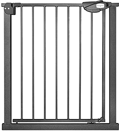 NAIZY Türschutzgitter für Kinder, Treppenschutzgitter N Stop Safety Gate mit Ohne Bohren und Metall Gitter 75-85 cm breit - Schwarz