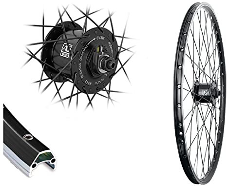 Bärwinkels Vorderrad 26 Nabendynamo Schnellspanner Hohlkammerfelge Felgenbremse schwarz 19-559 26 Zoll