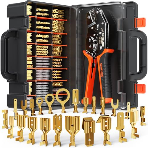SOMELINE Set di Connettori Elettrici, 24 Tipi [0,25-2,5mm²] Faston Connettori, Faston Elettrici, Pinza Capicorda, Pinza Crimpatrice, Pinza Crimpatrice Capicorda, Capicorda Elettrici a Crimpare