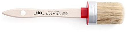 Pennellificio 2000 | Pinceau Ovalino, Pinceau Rond, avec poignée en Bois, pour Tubes, fenêtres, Angles, plinthes, pour Mur, plaques de plâtre, pour Vernis et peintures à l'eau, Virole 3,7 x 4 cm -