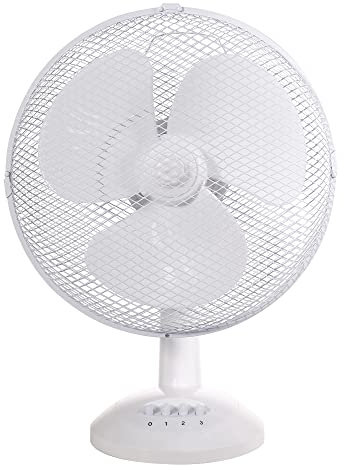 Russell Hobbs Ventilador portátil de escritorio, 30,48 cm, ligero, 3 velocidades, oscilación con ángulo amplio, flujo de aire potente, silencioso, para dormitorio u oficina, blanco, RHPDF1221