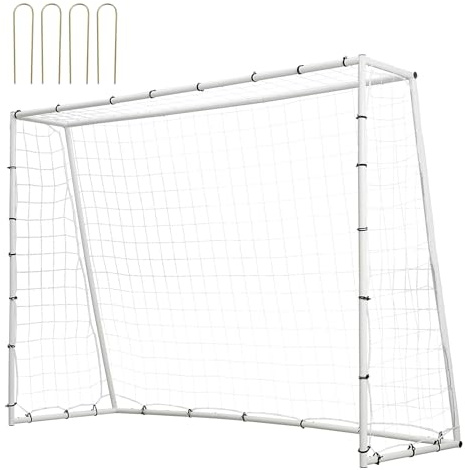 VEVOR Soccer Rebound Trainer, 8x6FT Iron Soccer Training Equipment, Sports Football Rebounder Wall with Double-Sided Rebounding Net & Goal, Perfect for Backyard Practicing, Solo Training, Passing