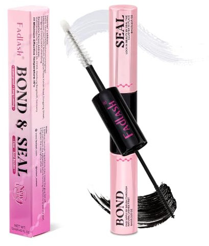FADLASH Pestañas Pegamento 12ml para Extensiones de Pestañas Individuales en Racimo Fijación 48-72 Horas Sin Látex Adecuado para Ojos Sensibles