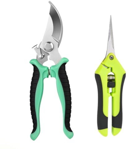 BDSHUNBF 2 Pcs Sécateur de Jardin, Sécateur à Lame Franche, Iseaux Antidérapants avec Poignée Verrouillable, Cisailles à Branches de Fleurs de Réparation Professionnelle pour Tailler Arbustes Roses