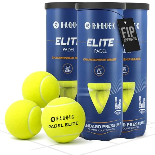 Raquex Elite Padel Balls – 3, 6, 9 or 120 Balls - Two Pressure/Speed Options - For All Court Surfaces - FIP Approved