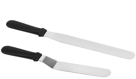 Lot de 2 spatules à glaçage en acier inoxydable pour décoration de gâteaux, spatule à glaçage coudée de 20,3 cm et grande spatule professionnelle de 25,4 cm pour pâtisserie à domicile