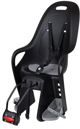 POLISPORT 8408100002 - Silla Trasera KOARI para Bicicleta con Ruedas de 26'' a 29'' Apta para niños con Peso máximo de 22kg con Anclaje en el Cuadro en Color Negro/Gris