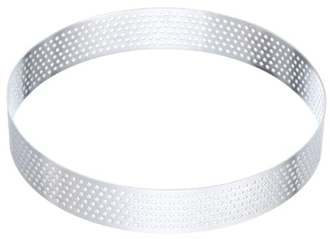 sourcing map Anneaux à tartelettes en acier inoxydable de 13 cm perforés en métal pour pâtisserie, dessert, mousse, gâteau rond anti-adhésif pour la maison, la cuisine, la nourriture et le fromage