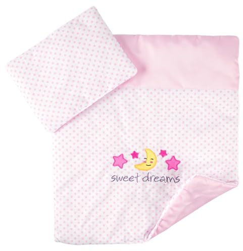 BABESIDE 2 Pcs Baby Doll Blanket with Pillow for 12-15 Inch Dolls