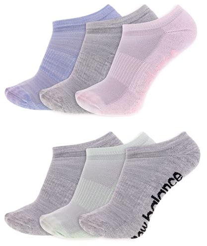 New Balance Performance Cushioned No Show Socks-6 & 12 Pairs-Moisture Wicking Invisibles, Gris Surtido (6 Pares), M Unisex Adulto