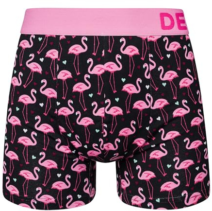 Dedoles Boxer Homme & Garçon sous-vêtements Caleçon Coton Beaucoup Designs Amusants Hockey Barbecue Football Citron Lime Cadeau, Couleur: Noir, désign: Flamants et cœurs (Boxer), Taille: L