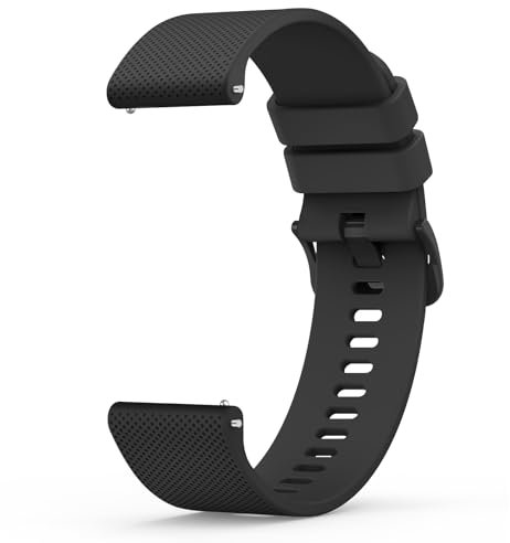 Wanme 22mm Bracelet de Montre en Silicone, Souple Bracelet de Replacement en Dégagement Rapide avec Boucle en Même Couleur Homme Femme 22mm, Noir