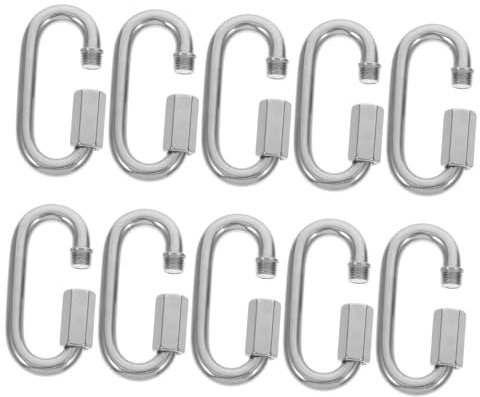 JECOMPRIS 10pezzi Connettori Rapidi in Acciaio Inossidabile Moschettoni Bloccaggio Forma Per Carichi Pesanti Clip Per Corda in Cadenza Sospesa