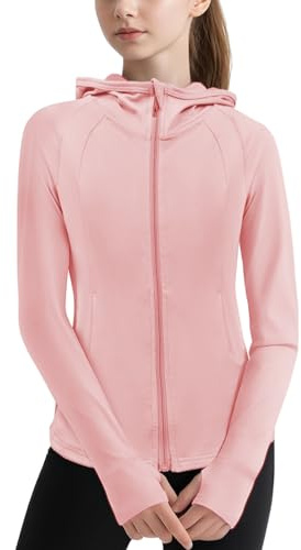 LIONJIE Girls Rash guard Long Sleeve Jackets Zipper Athletic Hoodie Top Fishing Hiking UV Protection Outerwear