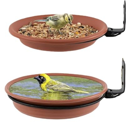 Acunny Lot de 2 mangeoires à oiseaux montées pour jardin, arbres, mur de terrasse, balcon, extérieur