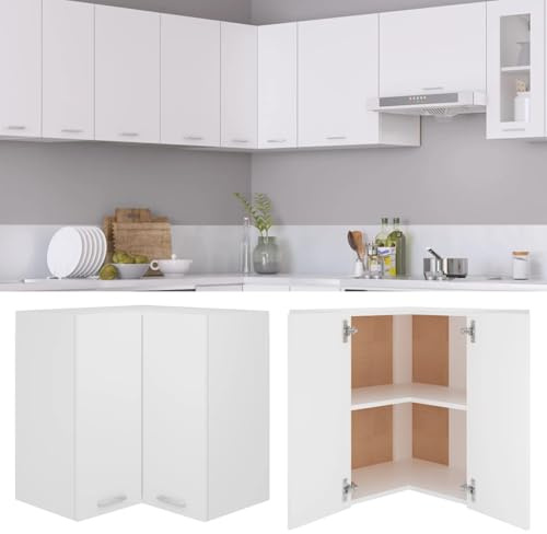 Tidyard Hanging Corner Cabinet Lyon White 57x57x60 cm Engineered Wood Corner cabinet Model802537