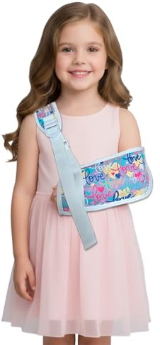 Eslinga de brazo para niños para apoyar brazos, clavículas, muñecas, hombros y codos en casos de fracturas y lesiones, se adapta tanto a manos izquierda como derecha (amor-2, M)