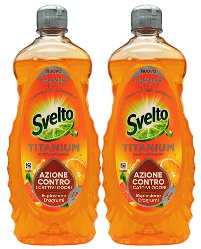 Detergente Per Stoviglie a Mano, Titanium Concentrato. Azione Contro i Cattivi Odori ESPLOSIONE D'AGRUMI Con Aceto 650ml (2 Unità)