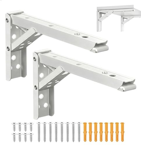 Equerre Etagere Murale 300mm, 2 Pièces Support Equerre Pliable, Lourde Support Équerre Étagère en Métal Murale Supports, Pour Table Etagere Murale Garage Cuisine Chambre Bureau, Gain de Place