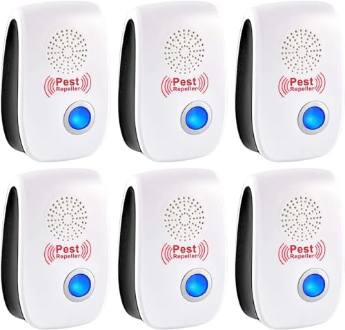 Repelente Ultrasónico de Plagas, 6 Pack Electrónico Repelente Mosquitos Control de Plagas, Repelente Ultrasónico Mosquitos para Interiores, Moscas, Ratones, Cucarachas, Arañas, Roedores