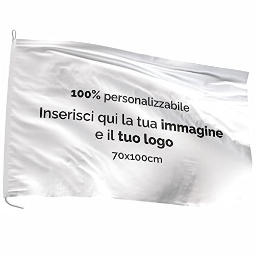 AL PRODUCTION Bandiera Personalizzata in Tessuto Nautico Ignifugo 115 gr/mq 70x100 cm - Stampa Sublimatica con Logo Immagine o Testo Personalizzabile - Made in Italy