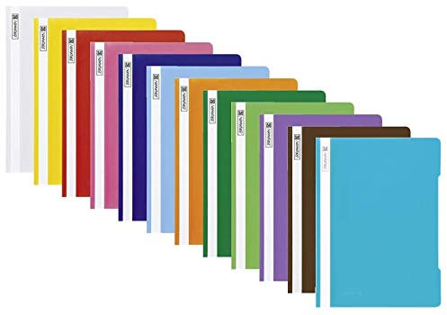 12 Brunnen Schnellhefter A4 farbig sortiert PP-Folie glasklares Deckblatt (12 Farben) (12 Farben)