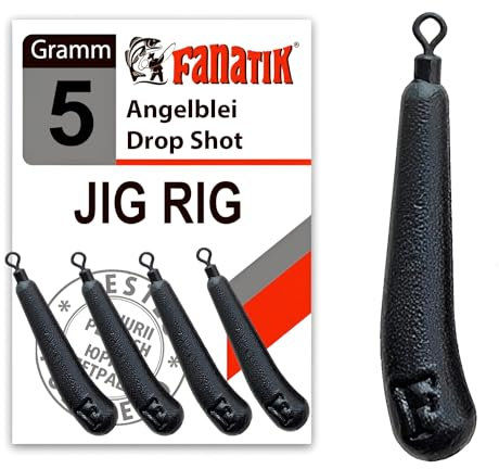 FANATIK Jig Free Rig Angelblei Drop Shot Dropshot Blei Tropfenform gebogen Angeln 3g-30g Schwarz