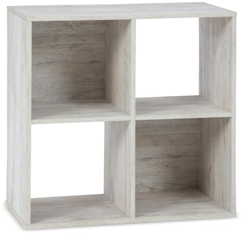 Signature Design by Ashley Paxberry Coastal 4 Cube Storage Organizer or Bookcase, Whitewash