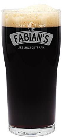 Herz & Heim® Pint Bierglas mit Gravur, verschiedene Motive, Wunschname, Text und Jahreszahl Gravur seit .. mit Geburtsjahr, Name und Wunschtext