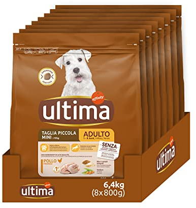 Ultima Taglia Piccola Adult Pollo - Crocchette per cani - Confezione da 8 x 800g - Totale 6,4kg
