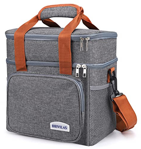 Bolsa Termica Porta Alimentos, 12L Bolsa de Enfriamiento con Forro Aislamiento, Bolsa Isotermica de Almuerzo Nevera para Alimentos Frutas, Bebidas, Genial para Playa, Picnic, Camping, Barbacoa - Gris