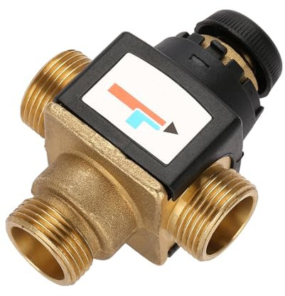 Válvula de mezcla termostática, G 1 Conector mezclador termostático de 3 vías, 35-60℃ mezclador termostático para sistema de agua caliente sanitaria (rosca exterior)
