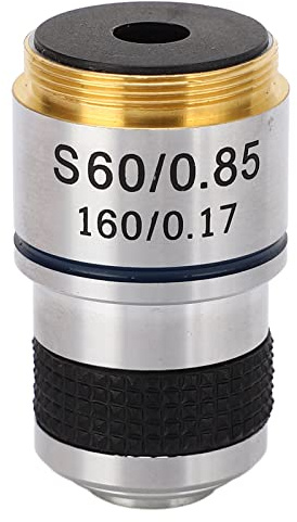 flexman Lente Objetivo Acromática 60X Plan, Microscopio Biológico de Rosca RMS Lente Objetivo 185 con Recipiente de Almacenamiento