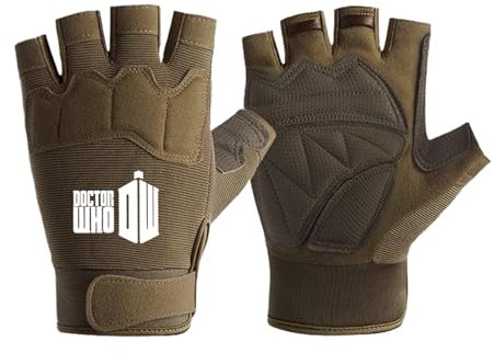 ZILUXI Gants de Moto Doc.Tor Who, Demi-Doigts Gants de Vélo, Cyclisme Camping et Activités Extérieur, Halbfinger(Green,M)