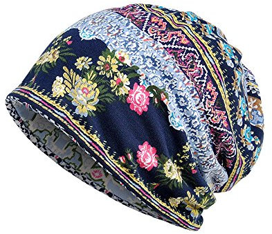 Star Ht collare stampa unisex turbante cappello cappello cappello volant wrap caps medio grande, Blu, Taglia unica
