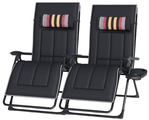 OVLRIJP Sonnenliege Liegestuhl Klappbar, Extra Breit Klappbare Gartenliege, Verstellbare Rückenlehne, Liegestuhl Balkon, Getränkehalter & Kissen, Relaxliege Belastbar 160kg (Strip-mit Kissen/2 Stück)