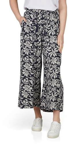 DENIMFY Palazzo Pantalones de verano para mujer, corte holgado, pantalones de verano de pierna ancha, ligeros, pantalones de tela hasta el tobillo, cintura elástica, patrón monocolor, 100% viscosa,