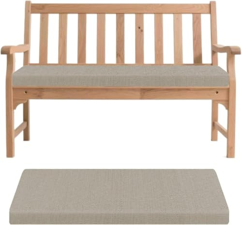 Cojín para Banco de Exterior, Cojín para Banco de Jardín Antideslizante, Muebles Rectangular con Cremallera,Acolchado Grueso Largo Silla Asiento Salón, Jardín, Terraza(Light Gray,110x35x5cm)