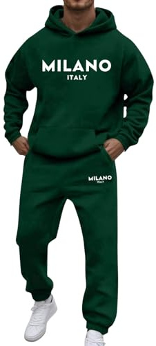 Survêtement en coton pour homme - Survêtement d'intérieur - Tenue décontractée - Sweat à capuche à manches longues avec poche et pantalon avec cordon de serrage - Imprimé lettres tendance