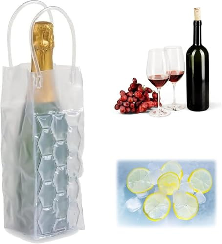 Borsa Termica per Vino, Sacchetto Refrigerante, Refrigeratore per Bottiglie di Vino, Borse per Refrigerazione e Trasporto di Bevande, Sacchetto per Champagne Rosso Bianco o Spumante, 25 x 10 x 10 CM