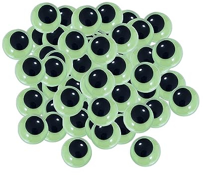 SERUCARY Adesivi Fosforescenti, Occhi Luminosi Mobili, Autoadesivi per Decorazioni, Scrapbooking, Giocattoli, 15mm 50pz
