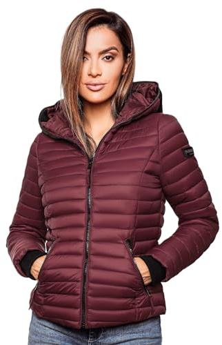 Navahoo Damen Übergangs Stepp Jacke mit Kapuze B348 [B348-Kimuk-Bordeaux-Gr.M]