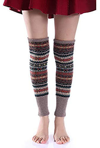 Beinstulpen 1 Paar legwarmer verdicken Wollen Stricken Stulpen für Herbst und Winter (coffee)