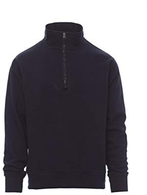 PAYPER Canada Felpa da Lavoro Uomo a Manica Lunga Misto Cotone Mezza Chiusura Zip Manica a Giro Polsini Vita in Costina Blu Navy (XL)