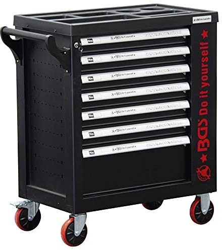 OC-PRO Werkstattwagen, leer, 7 Schubladen, 1 seitliche Tür, DIY, Schwarz, 795,1 mm x 969,7 mm x 400 mm