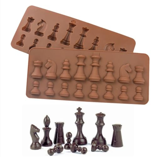 2pcs Silicone Chocolate Mold International Chess Shapes Chocolate Cake Jelly Ice Fondant Mold Mould Baking for DIY Candy Cake Topper Decoration
