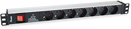 Equip 19 Zoll Steckdosenleiste (1HE) 7-Fach mit UV-Schutz und Schalter 33309 Aluminium