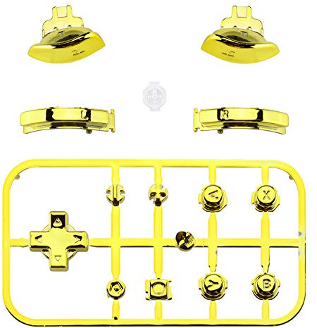 eXtremeRate Boutons de Remplacement ABXY pour Switch Lite, ABXY Home Filmer Plus Moins Dpad L R ZL ZR Trigger pour NSL, Kit de Boutons Remplacé Chromé Doré avec Outils pour Switch Lite