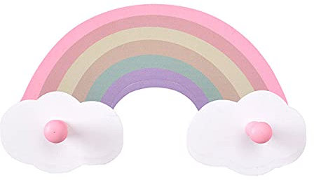 Kindergarderobe mit 2 Haken, 2 Stück Regenbogen-Garderobe für Kinder, Wandgarderobe aus Holz, Wandhaken Kleiderhaken Garderobenleiste für Kinderzimmer